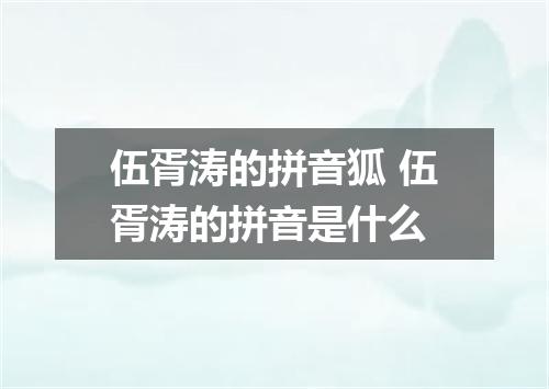伍胥涛的拼音狐 伍胥涛的拼音是什么