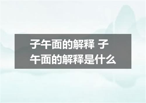 子午面的解释 子午面的解释是什么