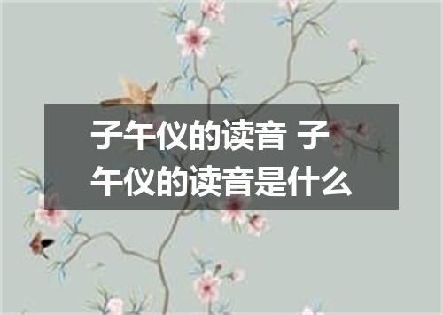 子午仪的读音 子午仪的读音是什么