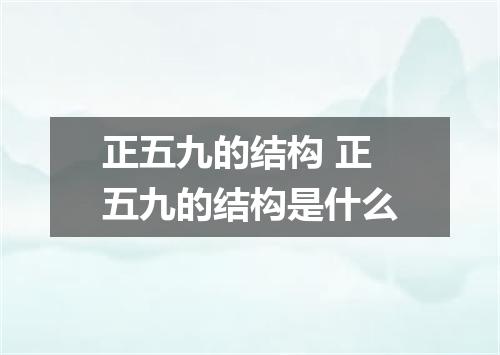 正五九的结构 正五九的结构是什么