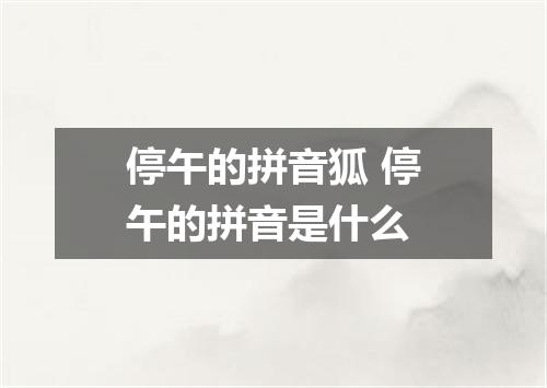 停午的拼音狐 停午的拼音是什么