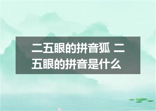 二五眼的拼音狐 二五眼的拼音是什么