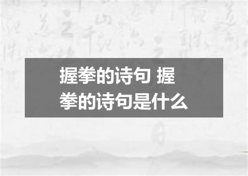 握拳的诗句 握拳的诗句是什么
