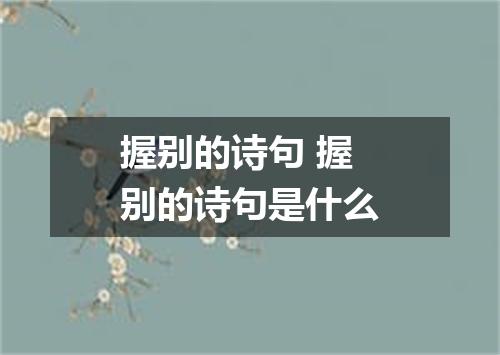握别的诗句 握别的诗句是什么