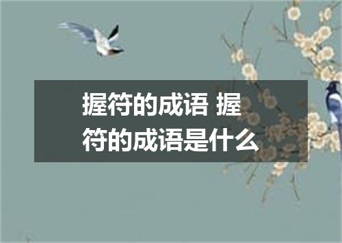 握符的成语 握符的成语是什么