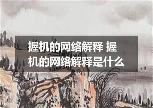 握机的网络解释 握机的网络解释是什么