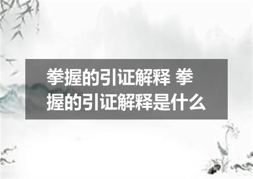 拳握的引证解释 拳握的引证解释是什么