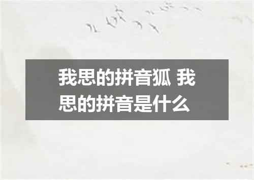 我思的拼音狐 我思的拼音是什么