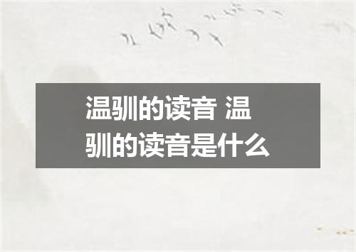 温驯的读音 温驯的读音是什么