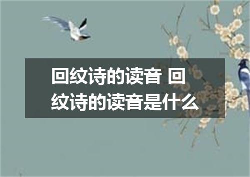 回纹诗的读音 回纹诗的读音是什么