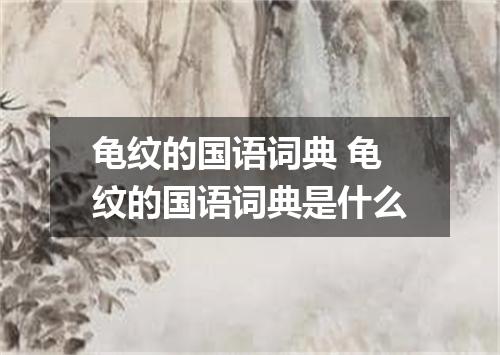 龟纹的国语词典 龟纹的国语词典是什么