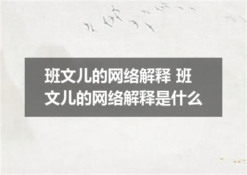 班文儿的网络解释 班文儿的网络解释是什么