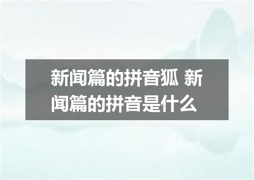 新闻篇的拼音狐 新闻篇的拼音是什么