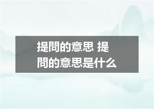 提問的意思 提問的意思是什么