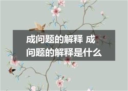 成问题的解释 成问题的解释是什么