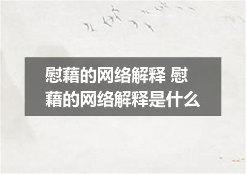 慰藉的网络解释 慰藉的网络解释是什么