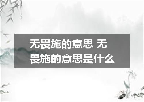 无畏施的意思 无畏施的意思是什么