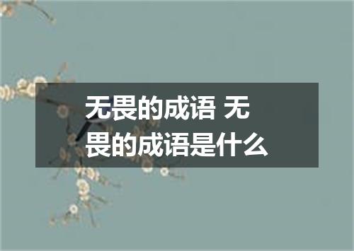 无畏的成语 无畏的成语是什么