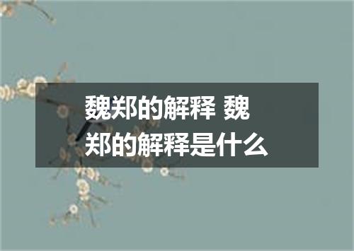 魏郑的解释 魏郑的解释是什么