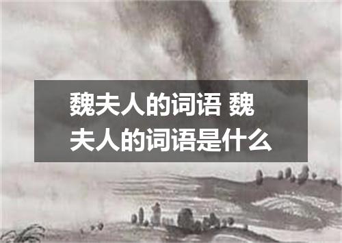 魏夫人的词语 魏夫人的词语是什么