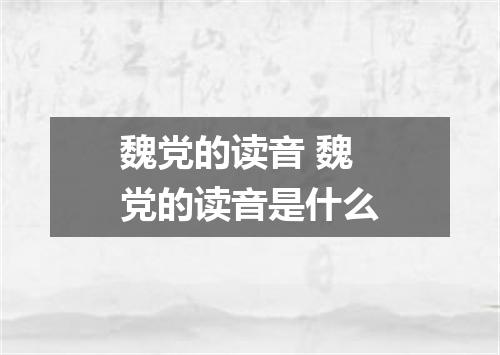 魏党的读音 魏党的读音是什么