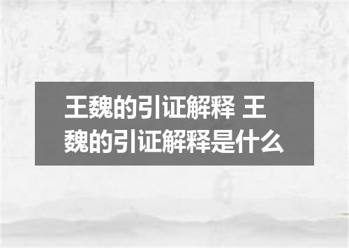 王魏的引证解释 王魏的引证解释是什么