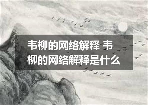 韦柳的网络解释 韦柳的网络解释是什么