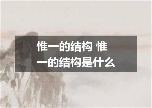 惟一的结构 惟一的结构是什么