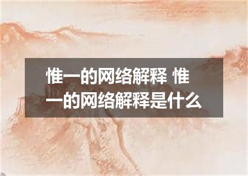 惟一的网络解释 惟一的网络解释是什么