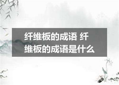 纤维板的成语 纤维板的成语是什么