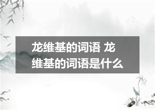 龙维基的词语 龙维基的词语是什么