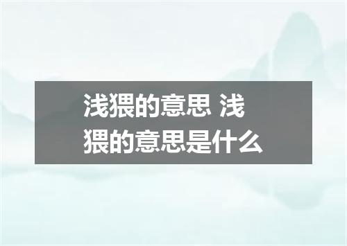 浅猥的意思 浅猥的意思是什么