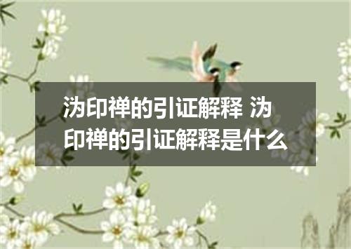 沩印禅的引证解释 沩印禅的引证解释是什么
