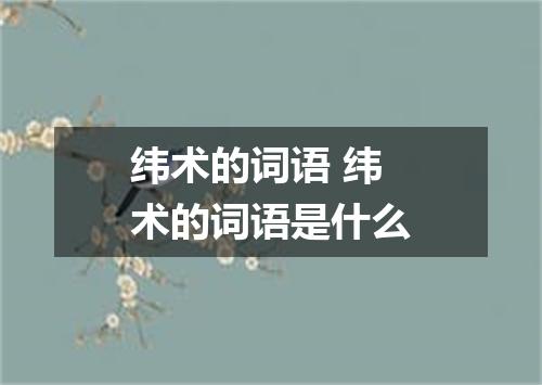 纬术的词语 纬术的词语是什么