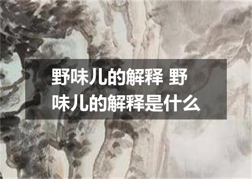 野味儿的解释 野味儿的解释是什么