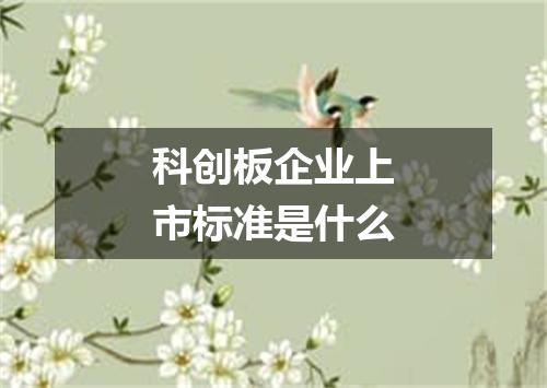 科创板企业上市标准是什么