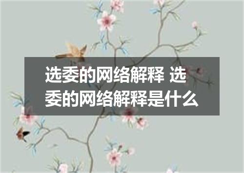 选委的网络解释 选委的网络解释是什么