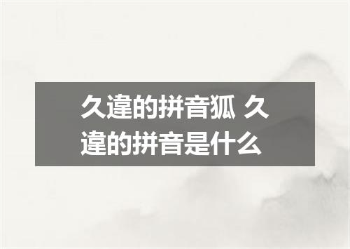 久違的拼音狐 久違的拼音是什么