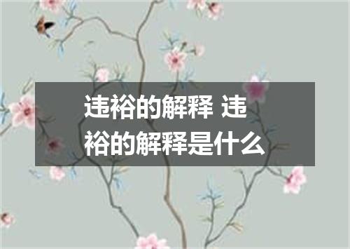 违裕的解释 违裕的解释是什么