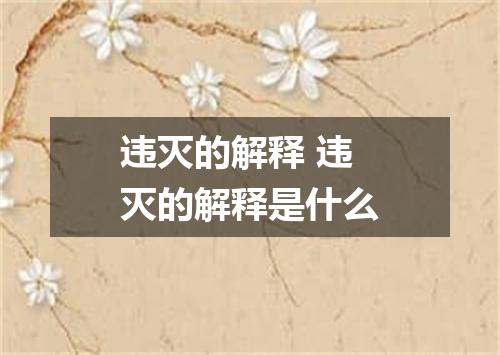 违灭的解释 违灭的解释是什么