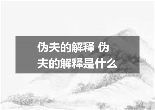 伪夫的解释 伪夫的解释是什么