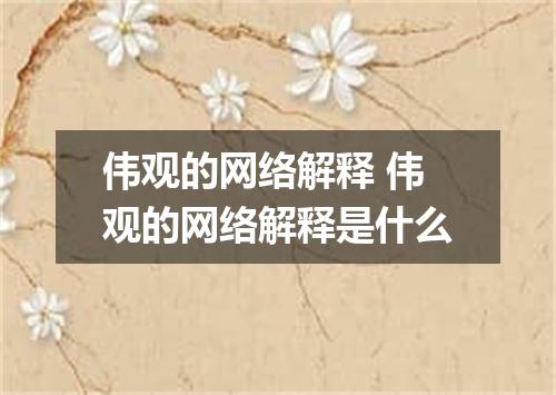 伟观的网络解释 伟观的网络解释是什么