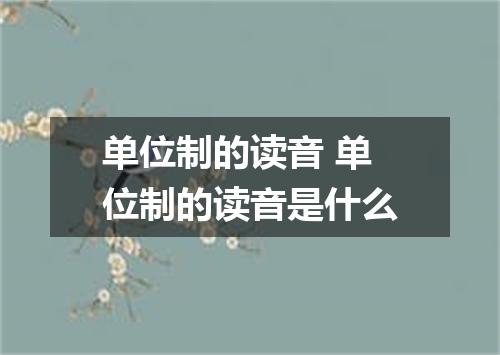 单位制的读音 单位制的读音是什么
