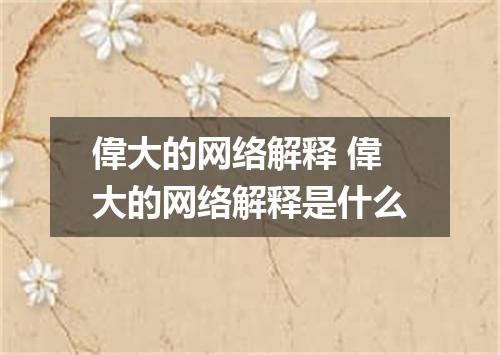 偉大的网络解释 偉大的网络解释是什么