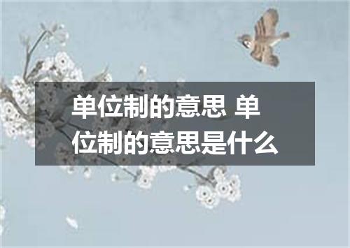 单位制的意思 单位制的意思是什么