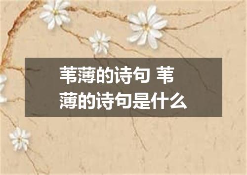 苇薄的诗句 苇薄的诗句是什么