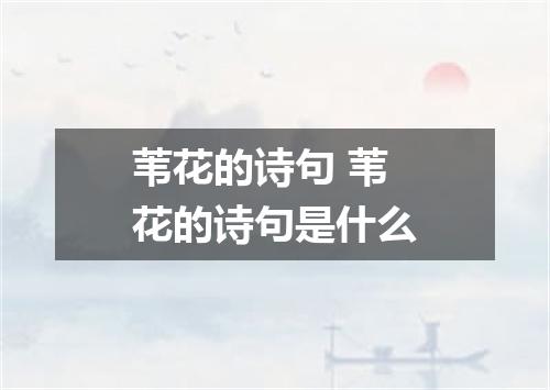 苇花的诗句 苇花的诗句是什么