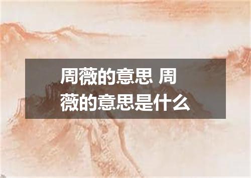 周薇的意思 周薇的意思是什么