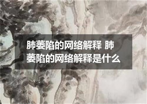 肺萎陷的网络解释 肺萎陷的网络解释是什么