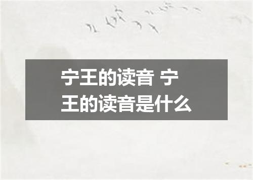 宁王的读音 宁王的读音是什么